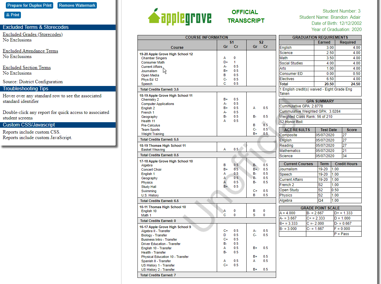 Report Creator  MBA Plugins For PowerSchool  Enhancing The Power  Intended For Powerschool Reports Templates