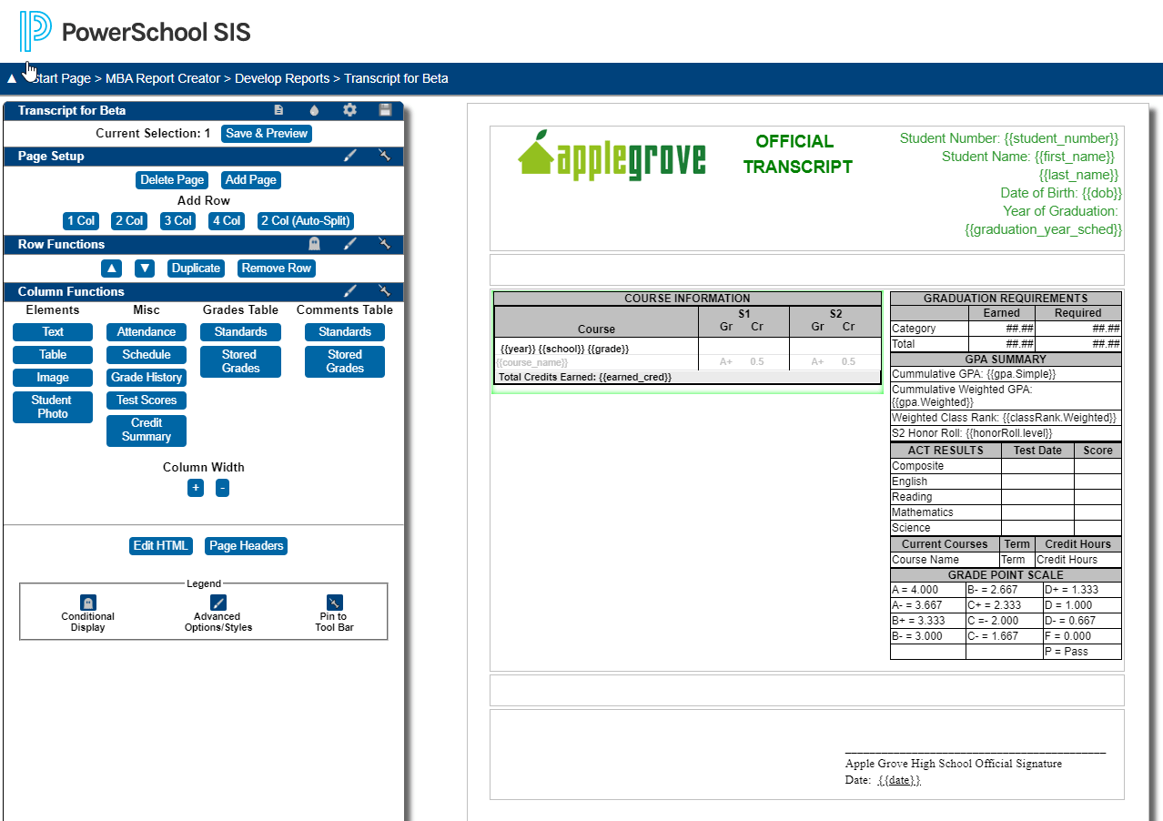 Report Creator  MBA Plugins for PowerSchool  Enhancing the Power  Within Powerschool Reports Templates