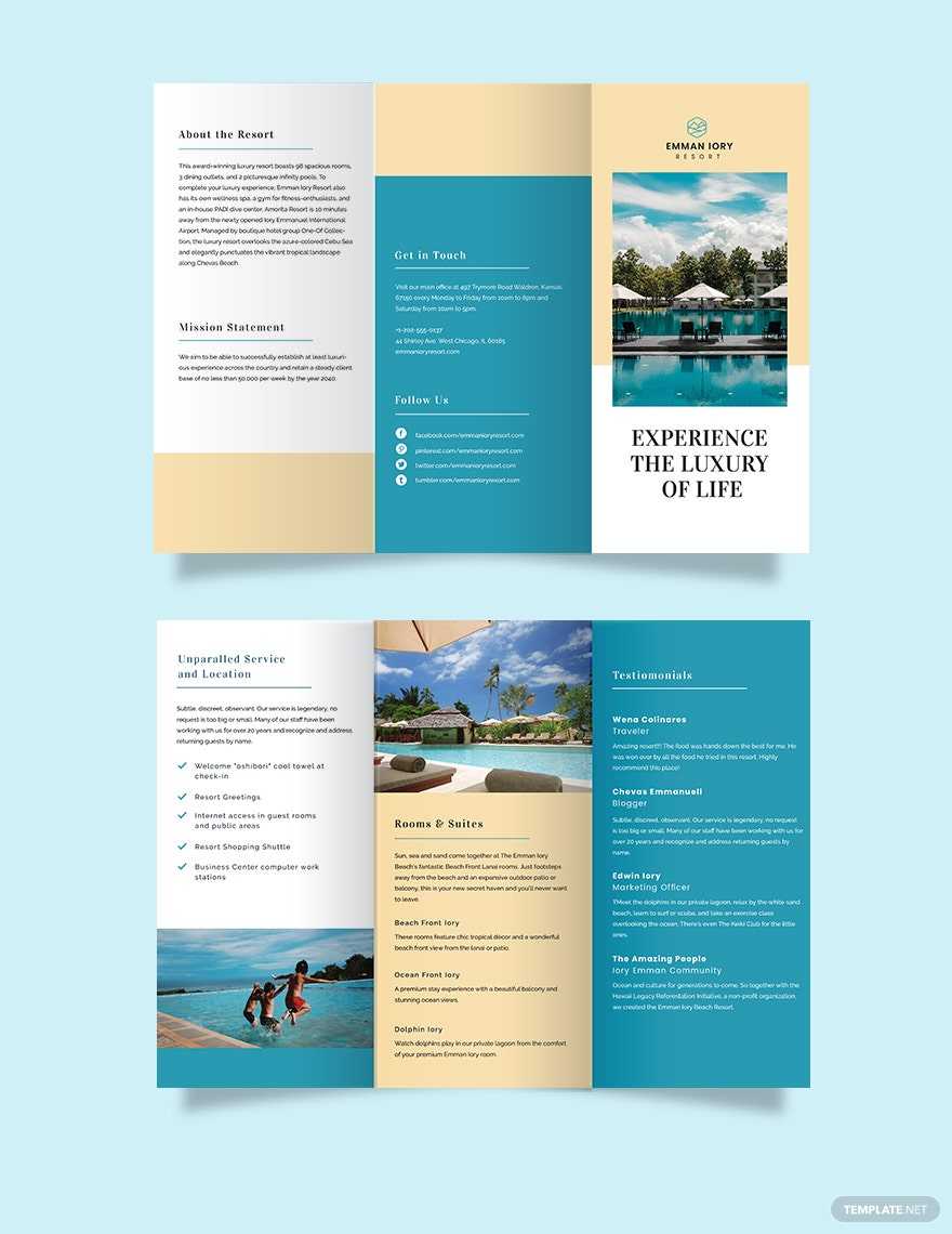 Resort Brochures Templates Indesign – Design, Free, Download  In Island Brochure Template