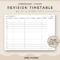 Revision Timetable Printable Set Study Schedule Weekly – Etsy