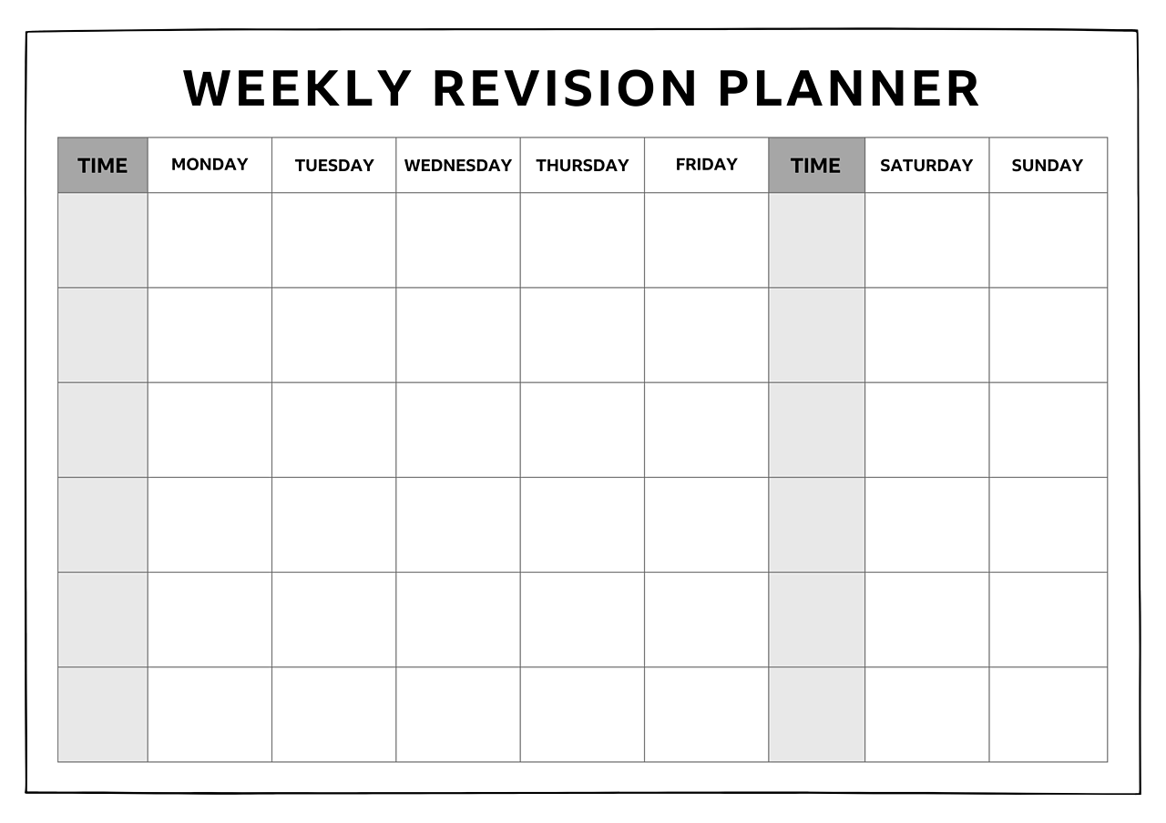 Revision: Timetables and planning - BBC Bitesize Throughout Blank Revision Timetable Template