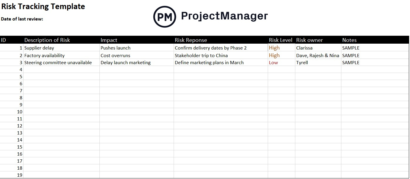 Risk Register Template for Excel (Free Download) - ProjectManager In Risk Mitigation Report Template