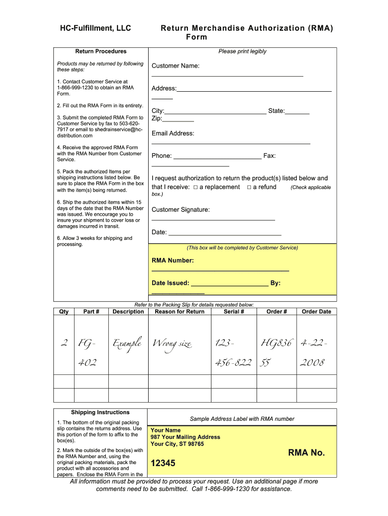 Rma Form Template - Fill Online, Printable, Fillable, Blank  Intended For Rma Report Template