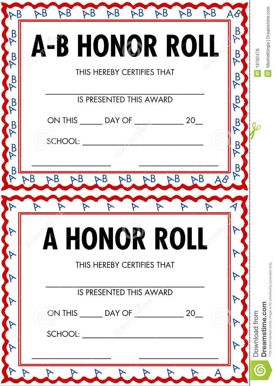 Roll Certificates Stock Illustrations – 10 Roll Certificates  Inside Honor Roll Certificate Template