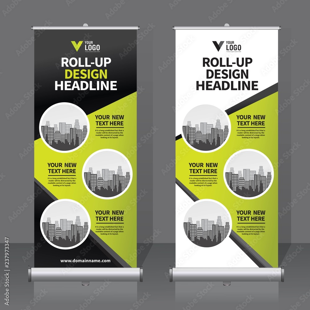 Roll up banner design template, vertical, abstract background  Inside Pop Up Banner Design Template