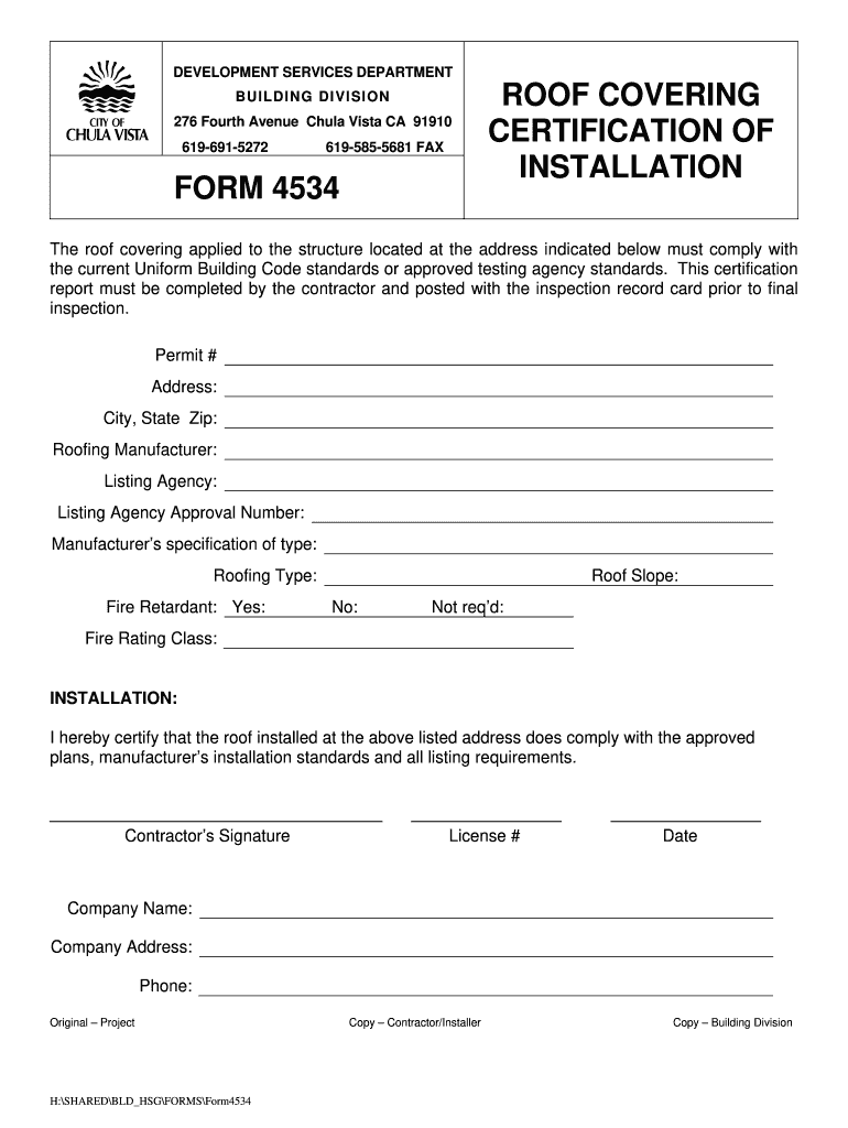 Roof Certification Form - Fill Online, Printable, Fillable, Blank  Throughout Roof Certification Template