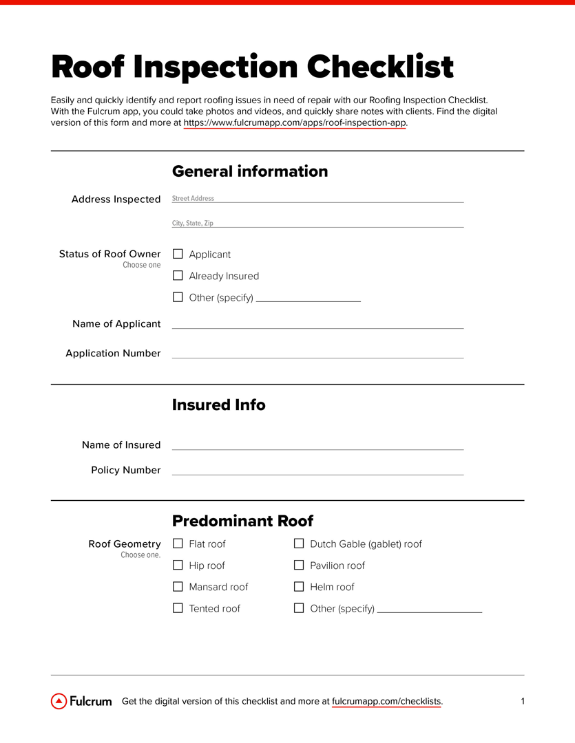 Roof Inspection Checklist – Checklist For Roof Inspection Report Template