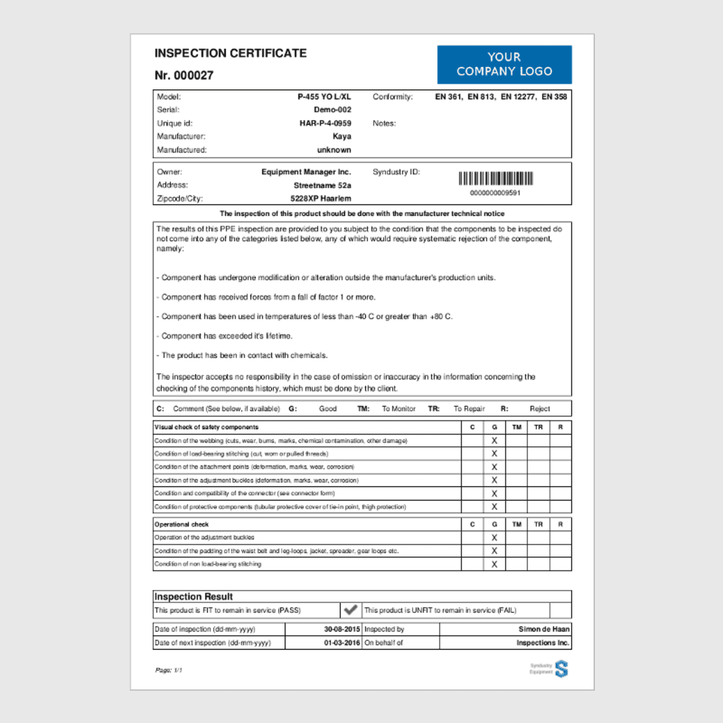 Safe Time Inspecting Equipment – HSI With Regard To Certificate Of Inspection Template