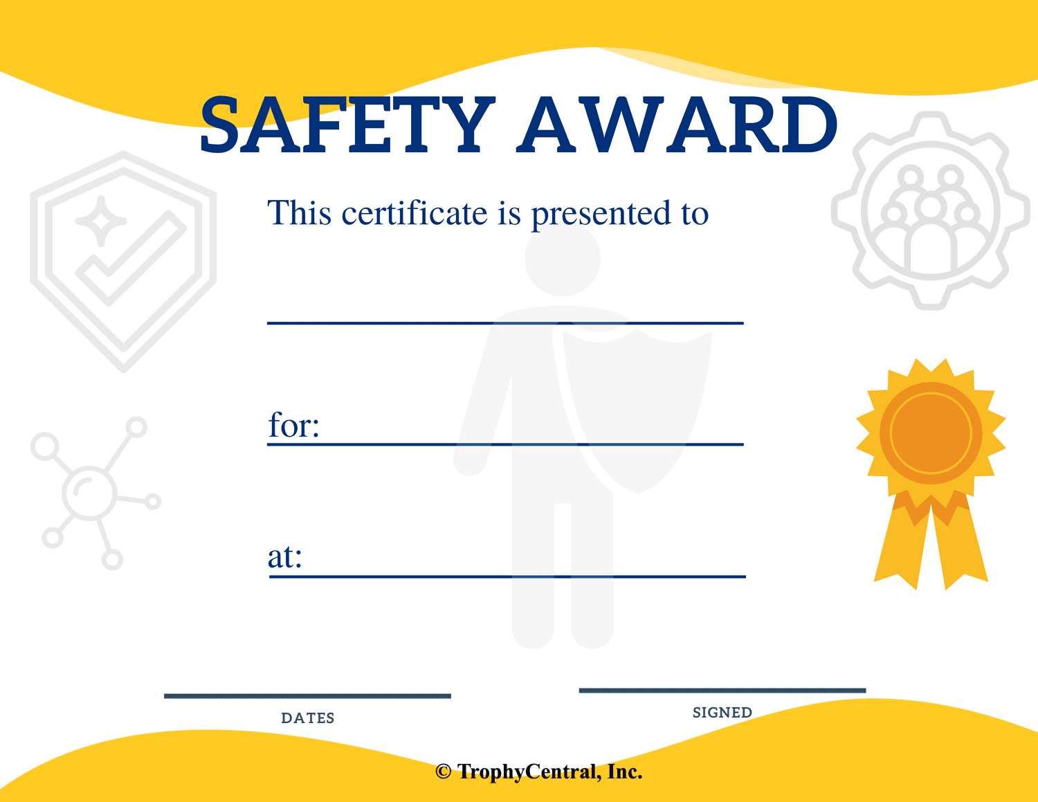 Safety Inside Safety Recognition Certificate Template