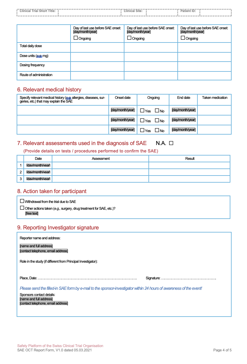 Safety reporting forms for clinical research projects - Tools  In Clinical Trial Report Template
