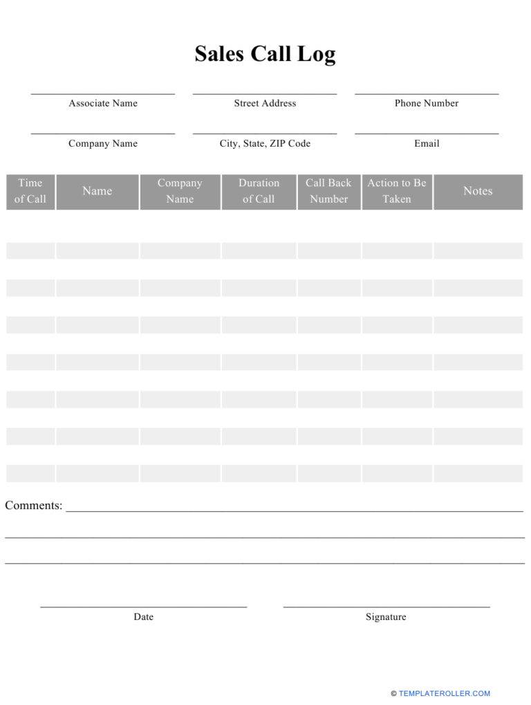 Sales Call Log Template Download Printable PDF Templateroller Sales Call Log Template Download Printable PDF Templateroller