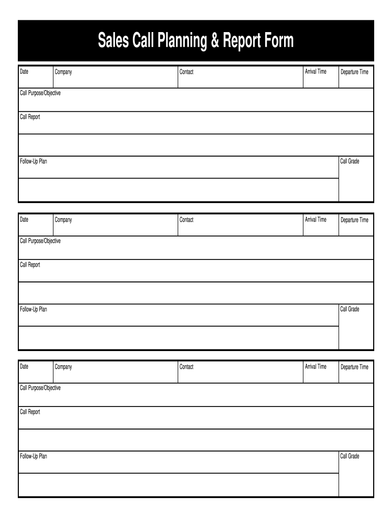 Sales Call Planning Form - Fill Online, Printable, Fillable, Blank  Within Sales Call Report Template Free