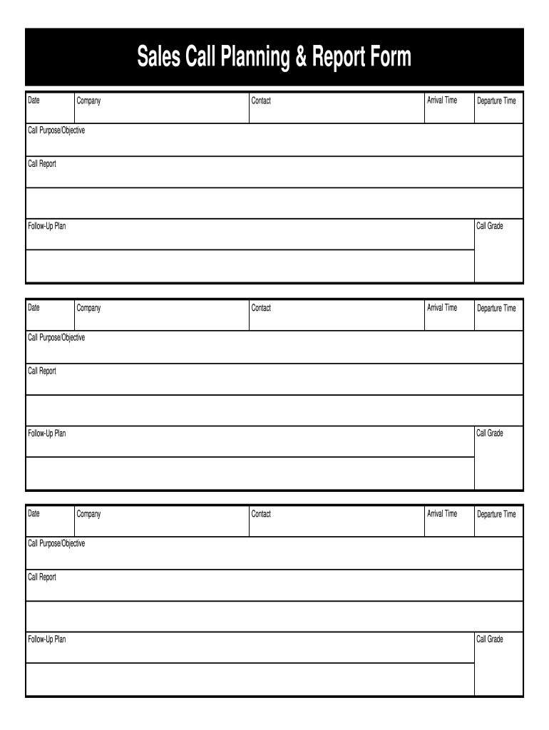 Sales Call Planning Form – Fill Online, Printable, Fillable, Blank  Within Sales Call Report Template Free