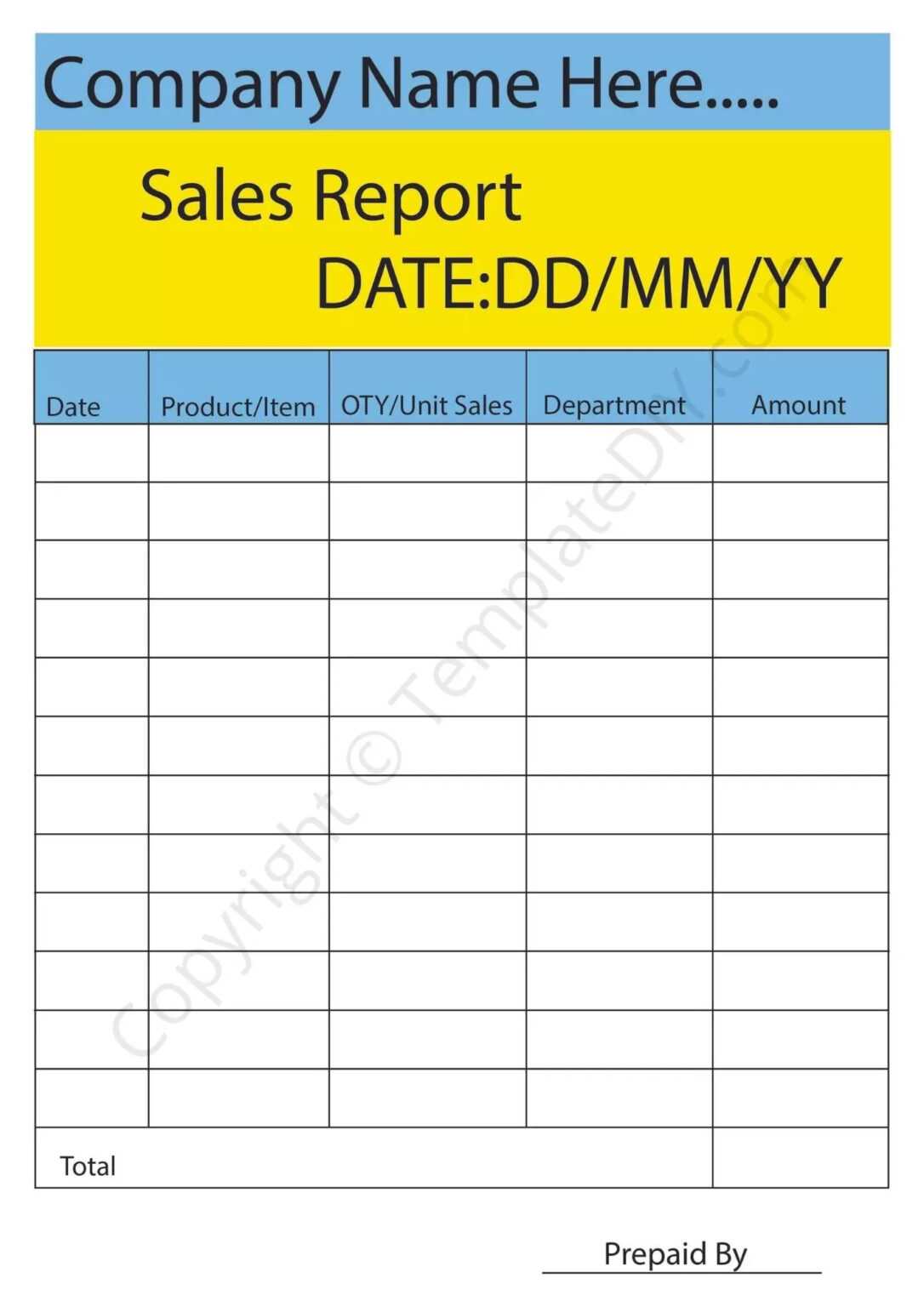 Sales Report Template Blank Printable PDF Excel Word Regarding