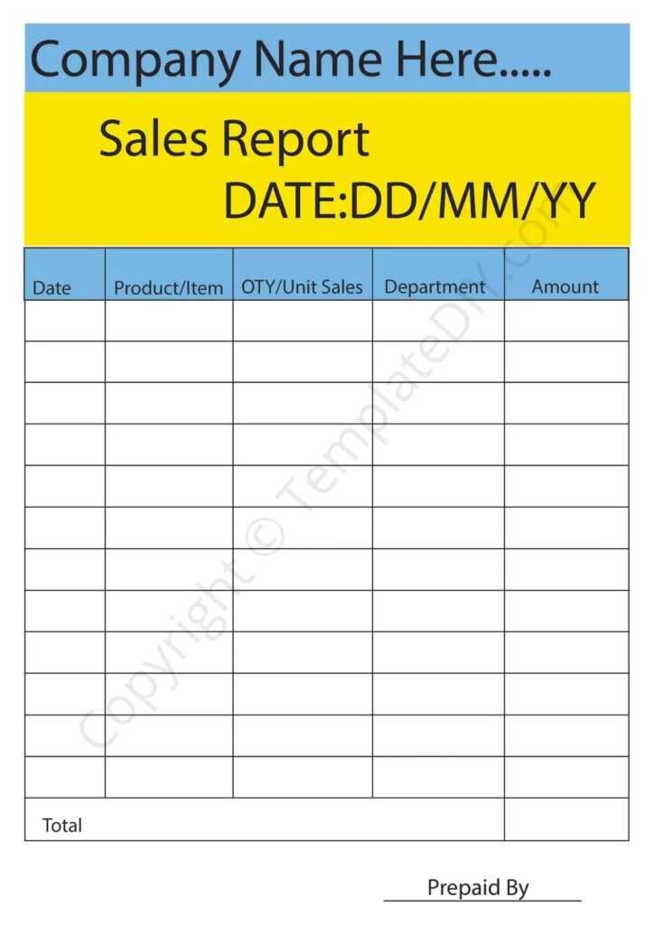Sales Report Template Blank Printable PDF Excel Word Regarding