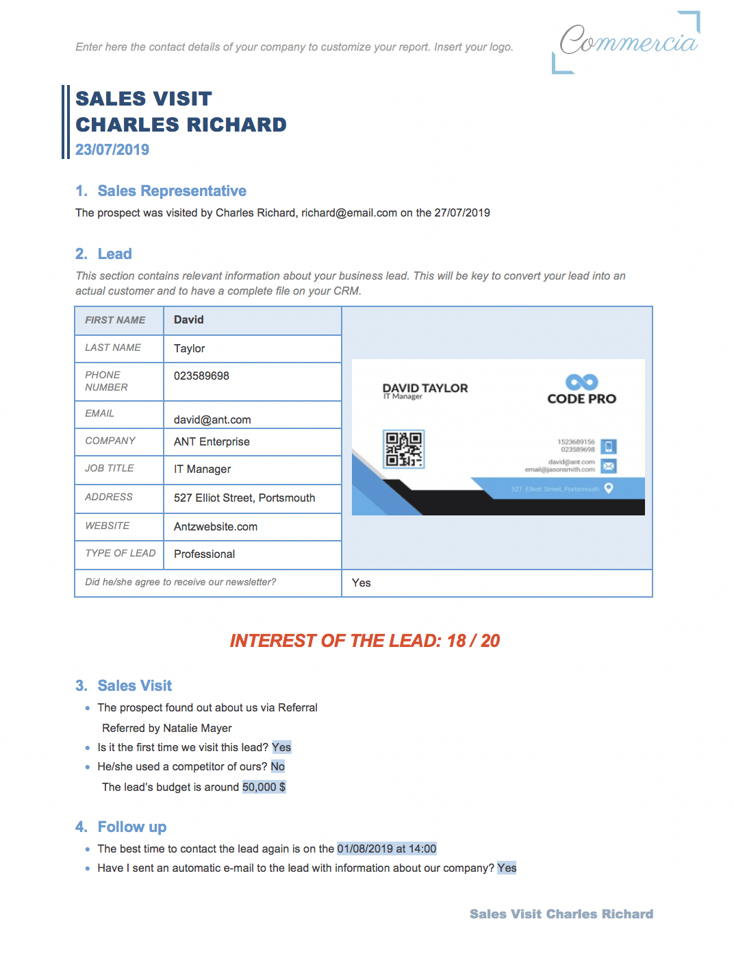 Sales Visit Reports Using IPhone, IPad, Android Or Windows Inside Customer Visit Report Format Templates