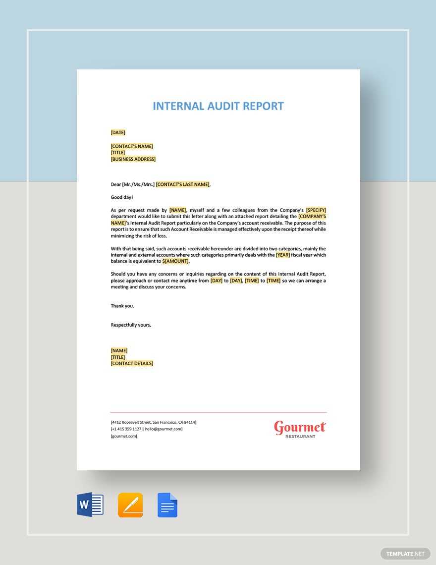 Sample Internal Audit Report Template – Google Docs, Word, Apple  Inside It Audit Report Template Word