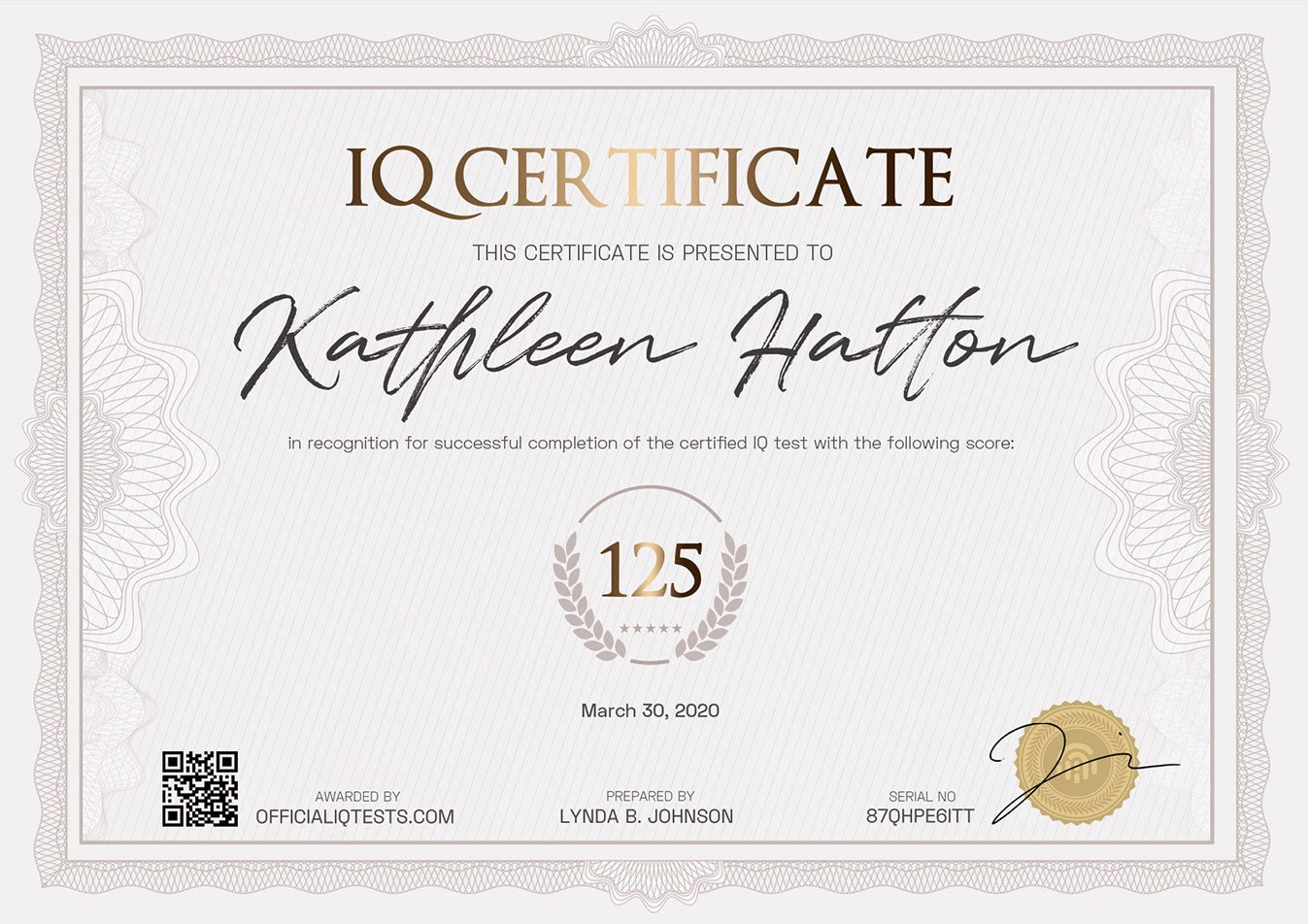 Sample IQ Certificate - Official IQ Test Inside Iq Certificate Template