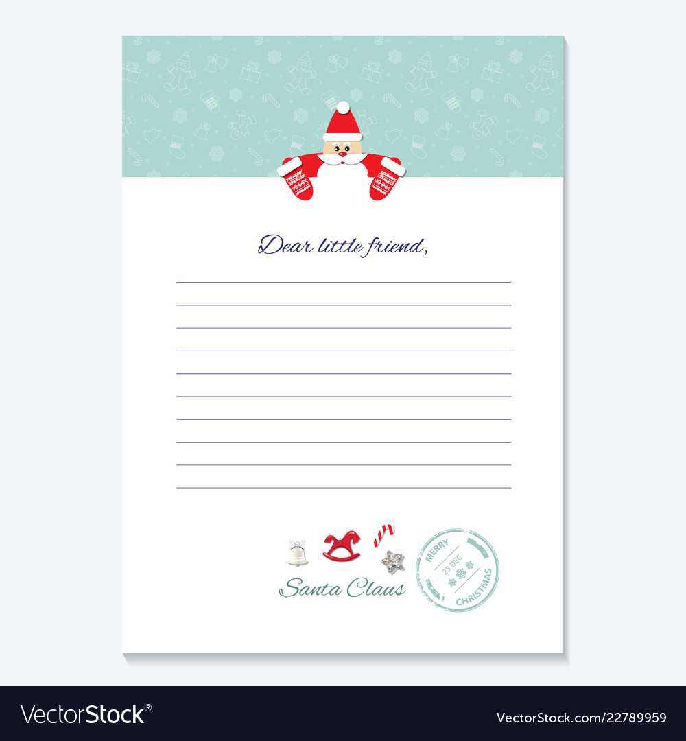 Santa claus letter decorative blank template a10 Vector Image Inside Blank Letter From Santa Template