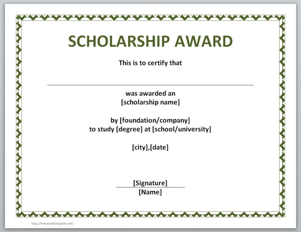 Scholarship Award Certificate - 10+ Examples, Format, Pdf  Examples In Scholarship Certificate Template Word
