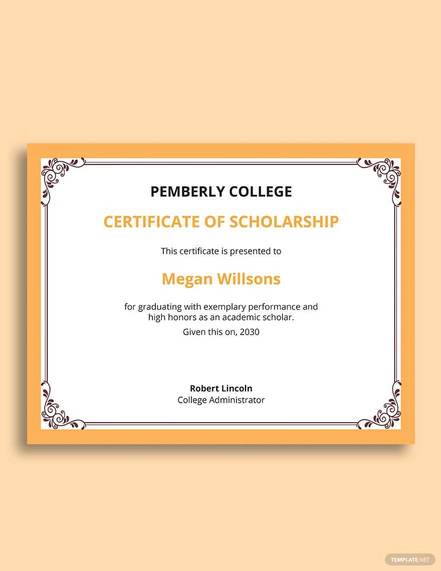 Scholarship Information For Certificate Template – Word  Template