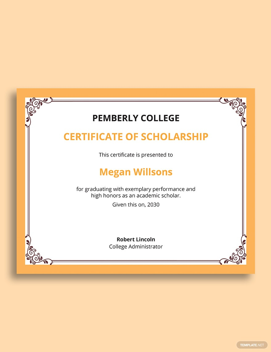Scholarship Information For Certificate Template - Word  Template
