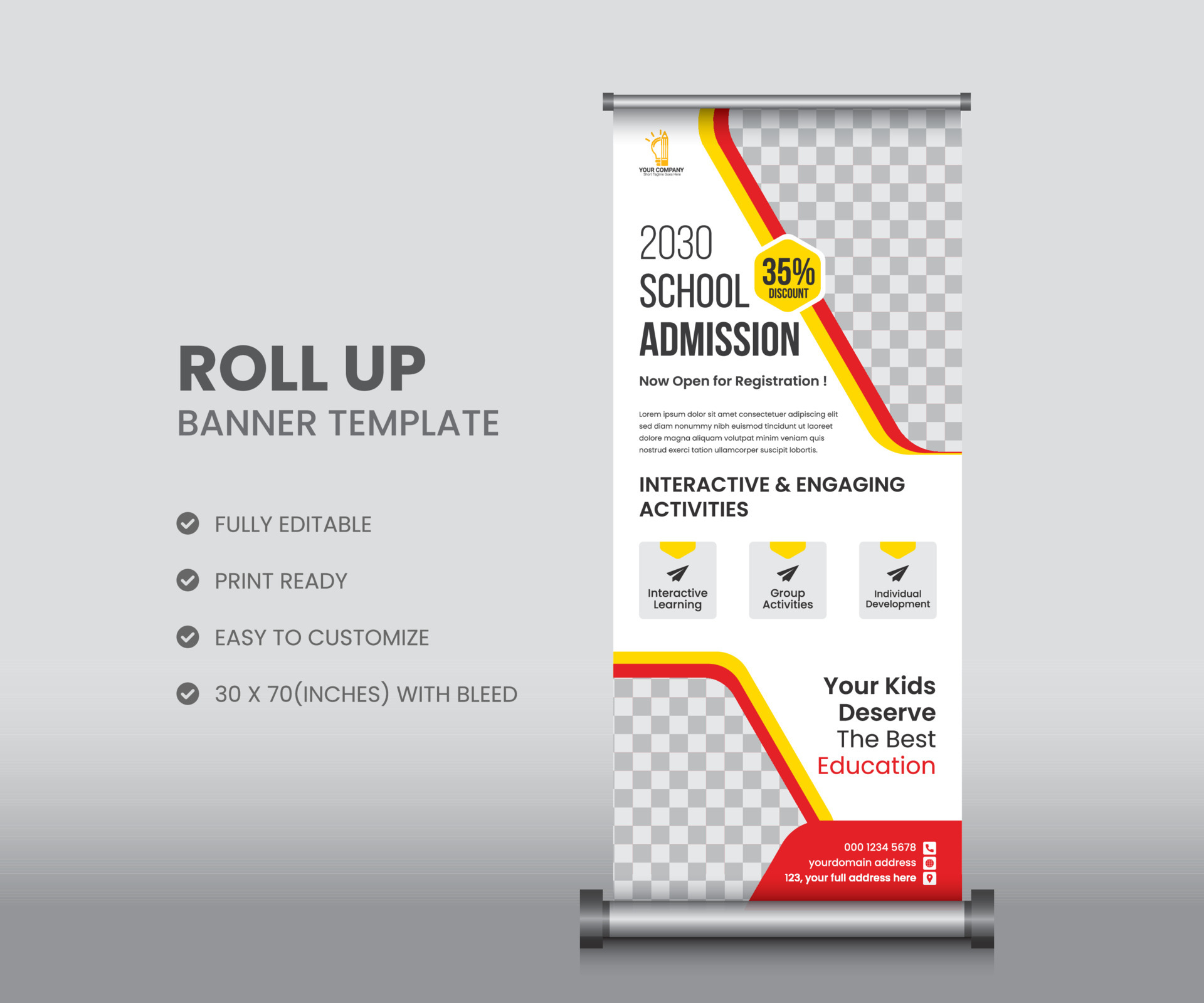 School admission roll up banner template