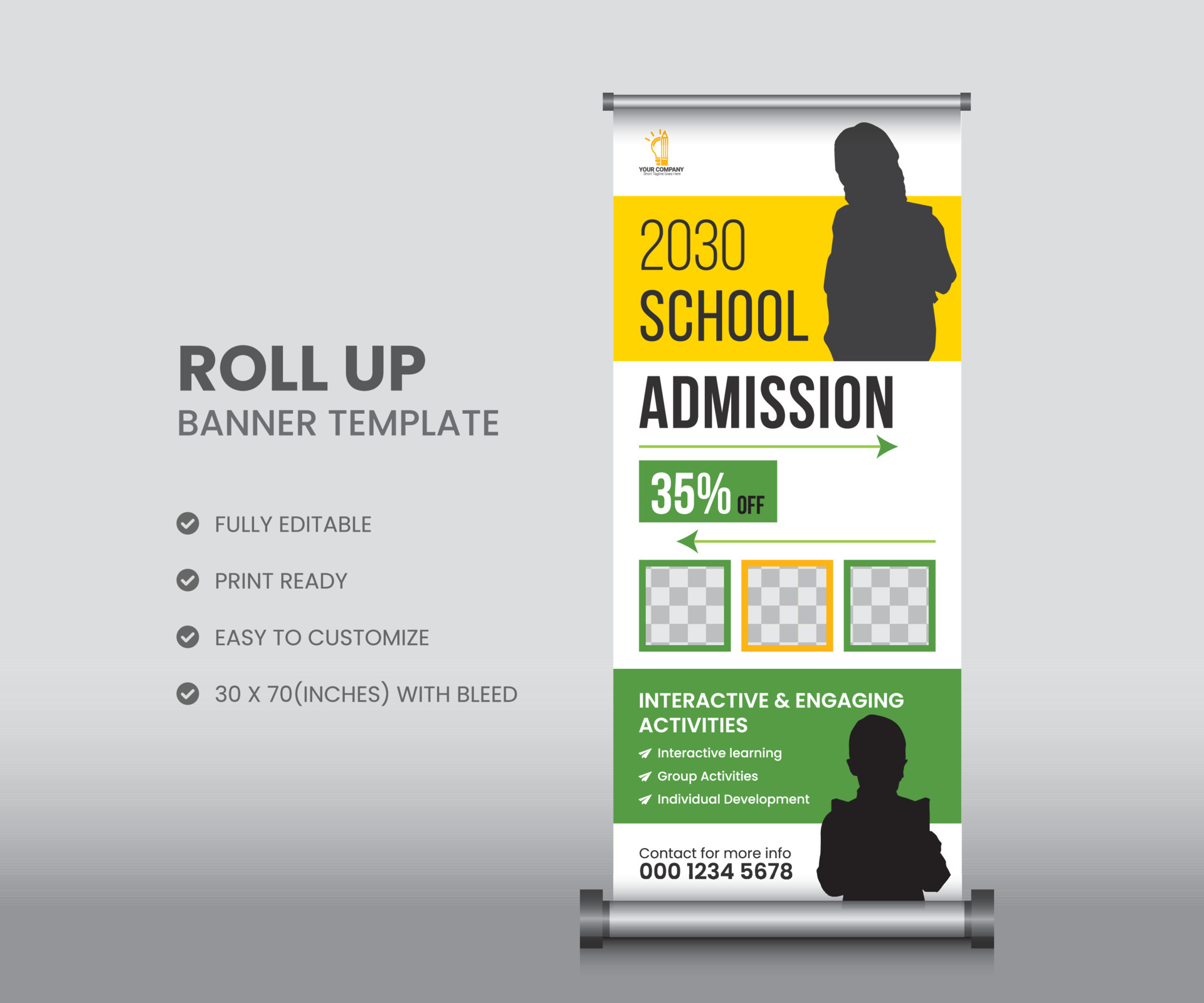 School admission roll up banner template