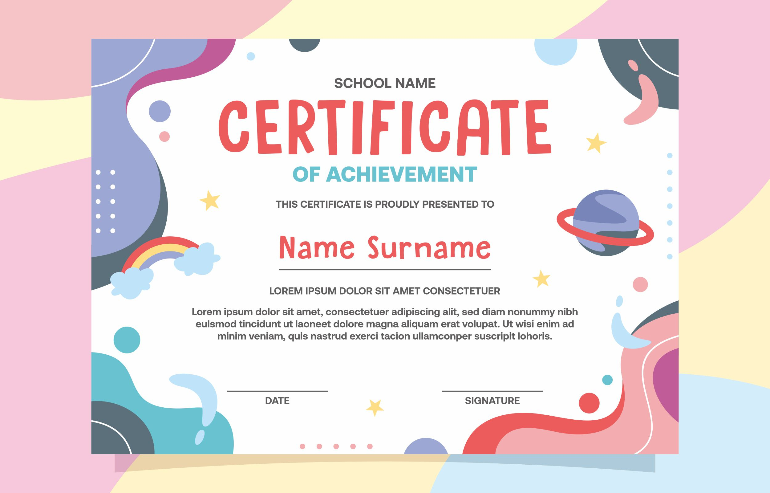 School Certificate Vector Art, Icons, and Graphics for Free Download Pertaining To Certificate Templates For School