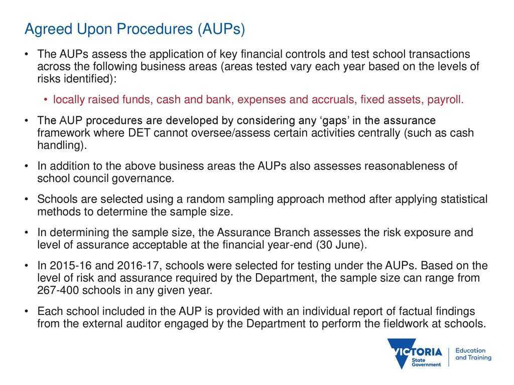 School Financial Assurance Framework ABMVSS 10 October, ppt download Within Agreed Upon Procedures Report Template