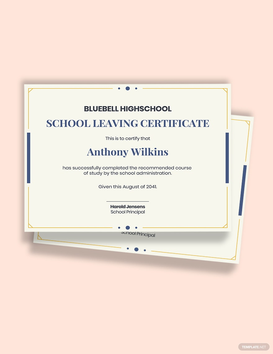 school leaving certificate Template - Word  Template