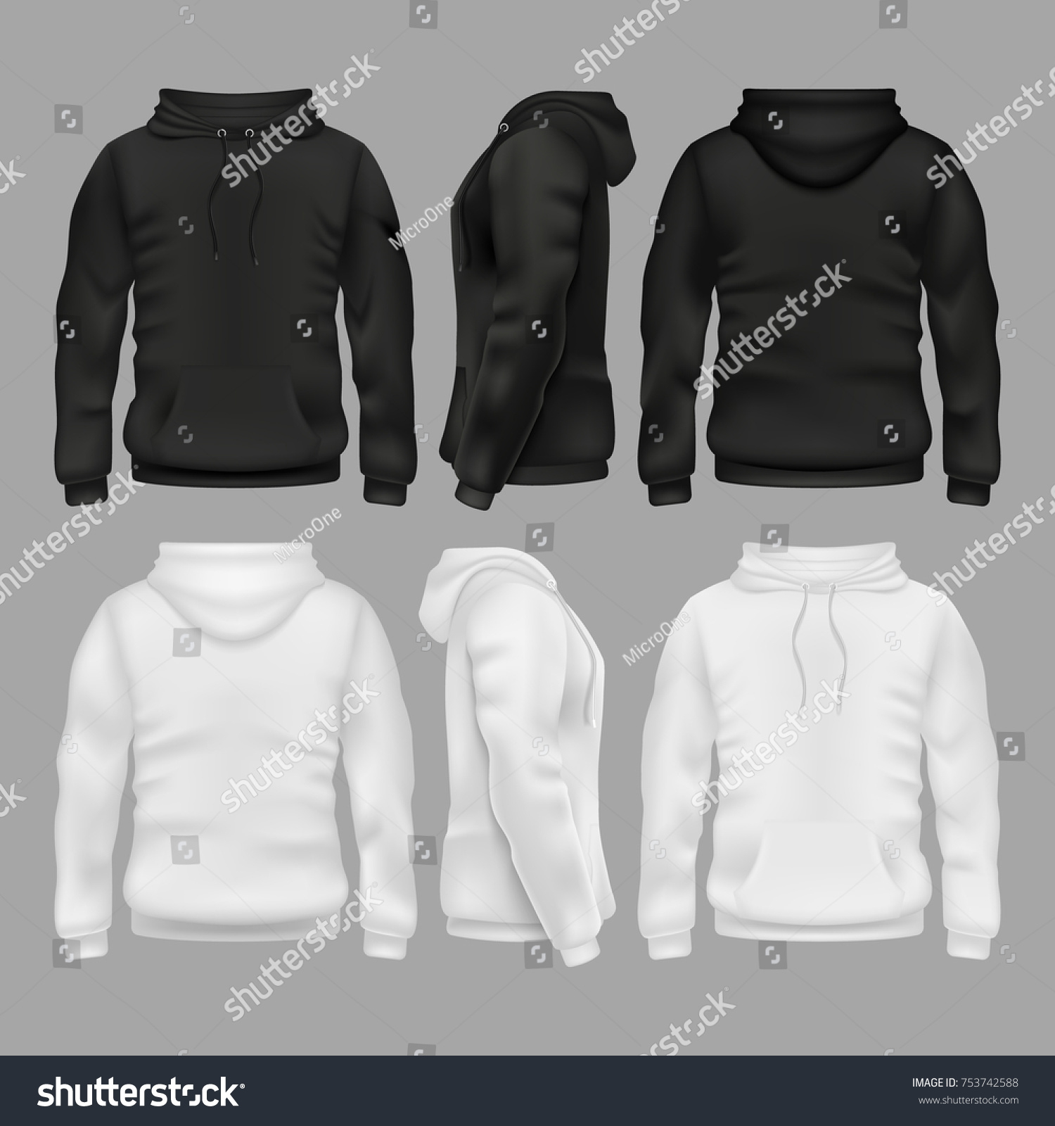 Schwarz-Stachelvektor-Vorlage vorne und hinten. Sweatshirt-Mode
