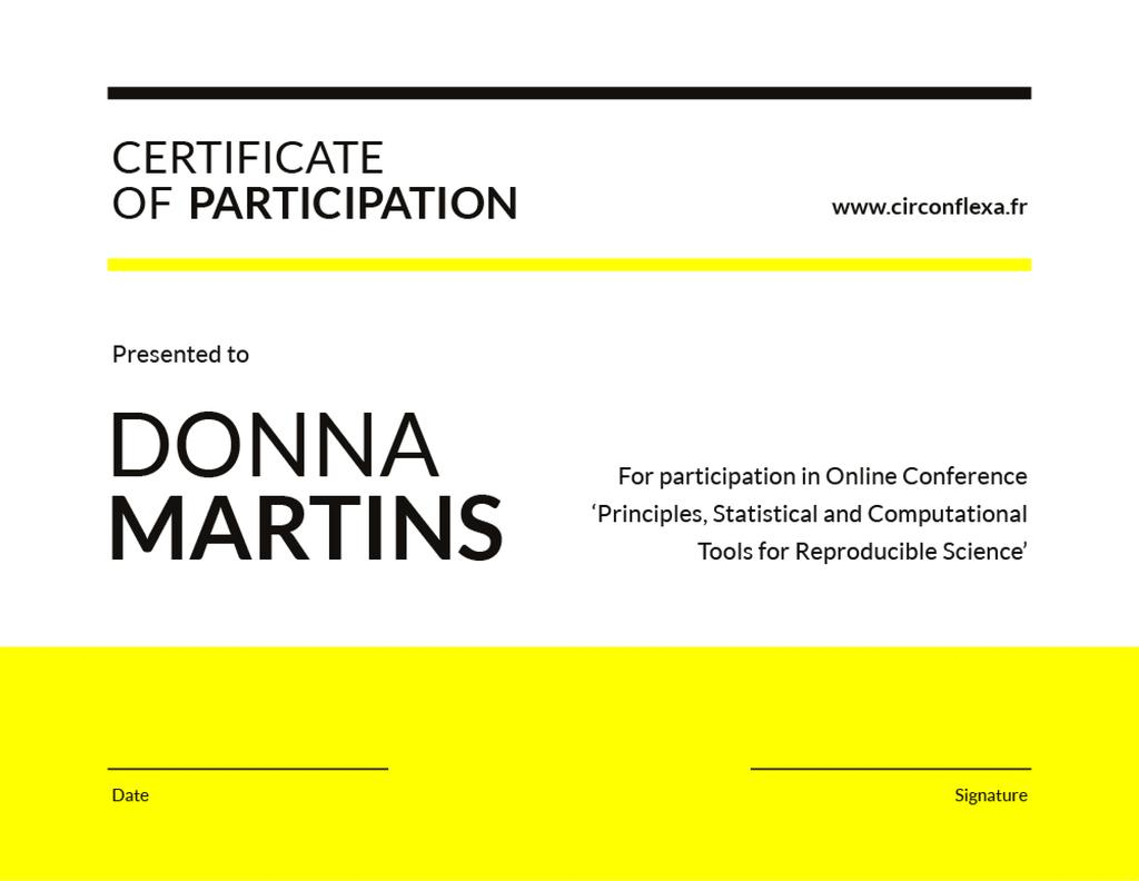 Science Conference Participation gratitude Online Certificate  With Regard To Conference Participation Certificate Template