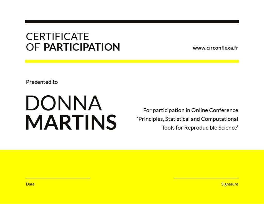 Science Conference Participation Gratitude Online Certificate  With Regard To Conference Participation Certificate Template