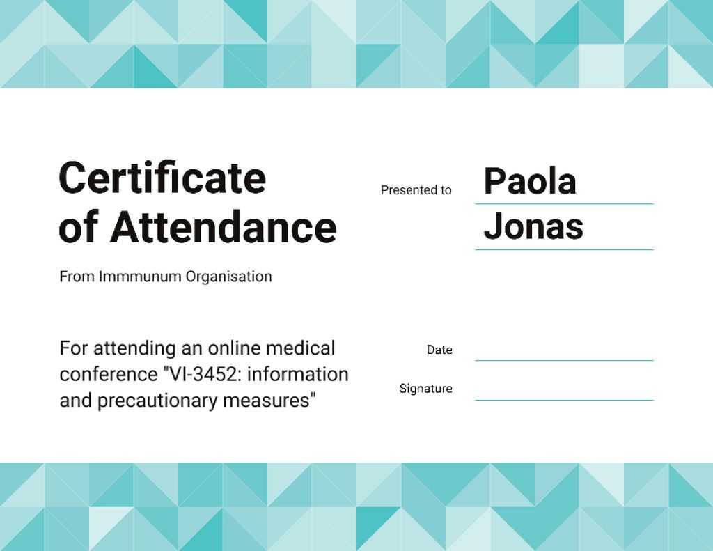 Science Online Conference Attendance Online Certificate Template  In Certificate Of Attendance Conference Template