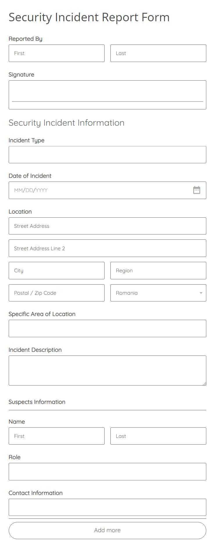 Security Incident Report Form Template  10 Form Builder Regarding Computer Incident Report Template