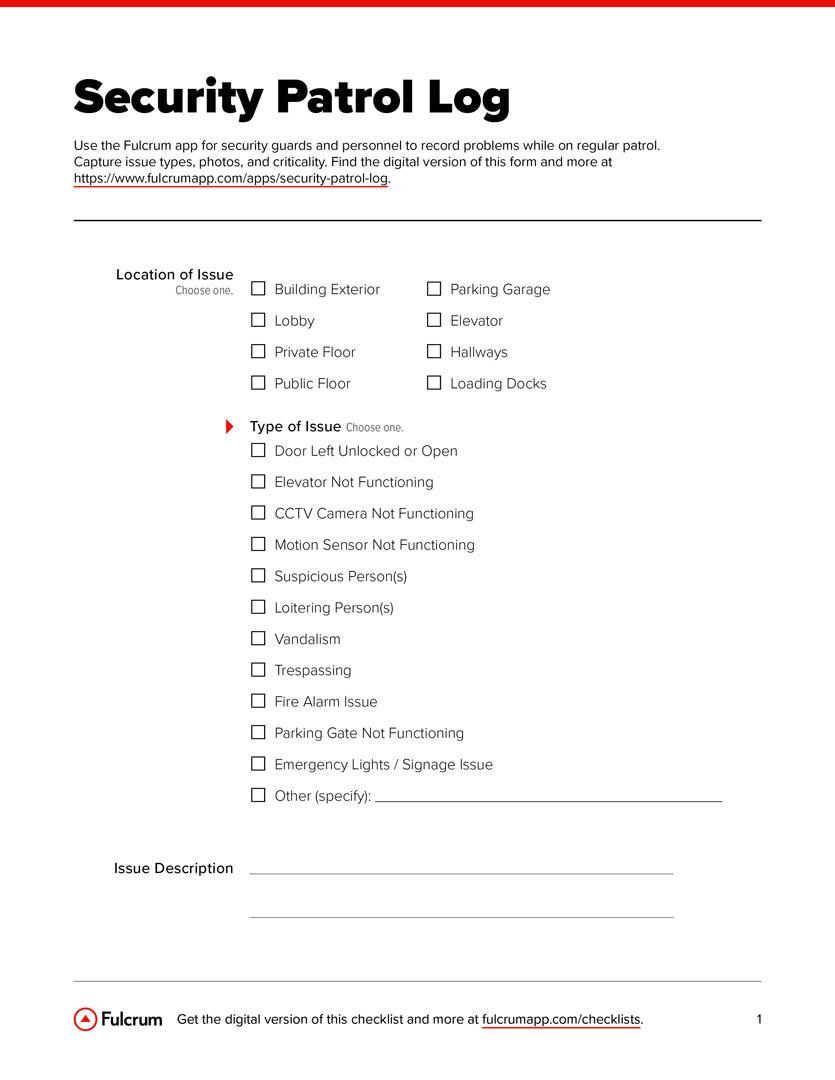 Security Patrolling Checklist/App [Template] - Checklist With Regard To Physical Security Report Template