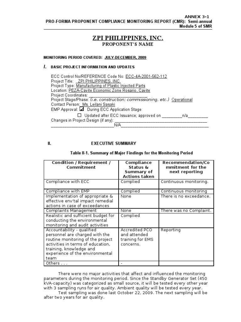 Semi-Annual Report Jul-Dec 10 PDF Hazardous Waste Waste Inside Compliance Monitoring Report Template Semi-Annual Report Jul-Dec 10 PDF Hazardous Waste Waste Inside Compliance Monitoring Report Template