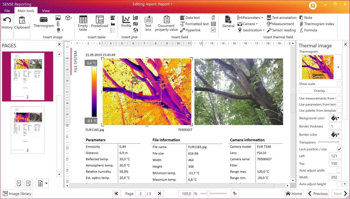 SENSE Reporting  Editing Thermal Images, Software For Thermal Imaging Report Template