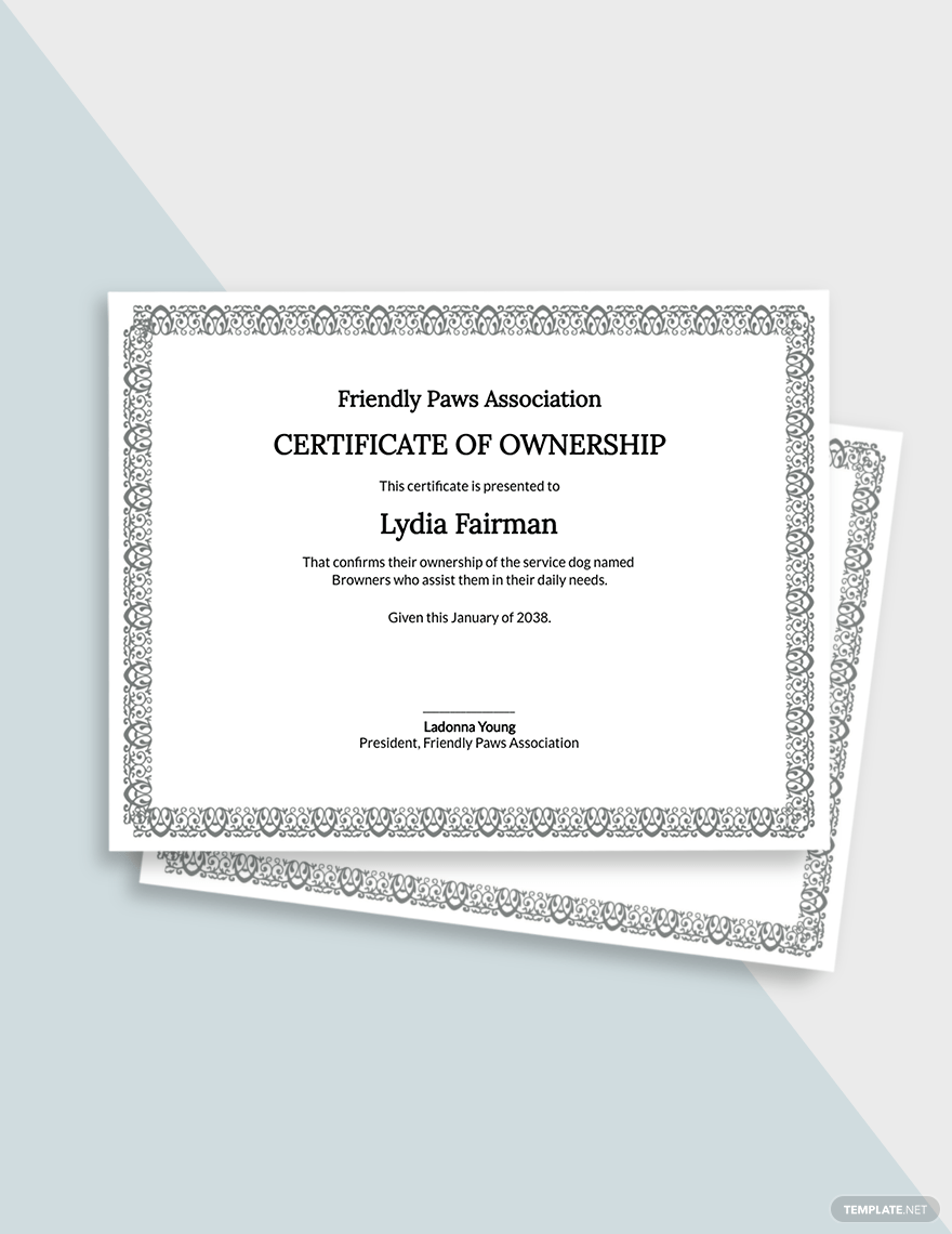 Service Dog Certificate Template – Google Docs, Word  Template