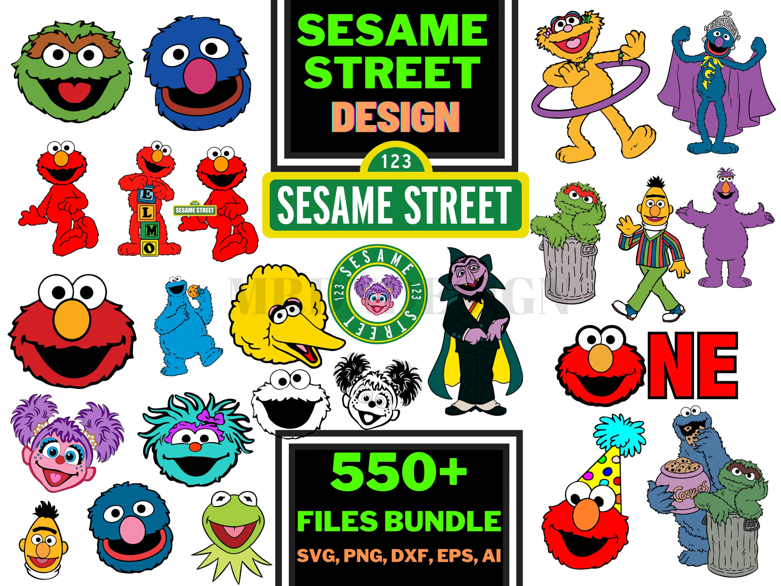 Sesame street clipart - Etsy