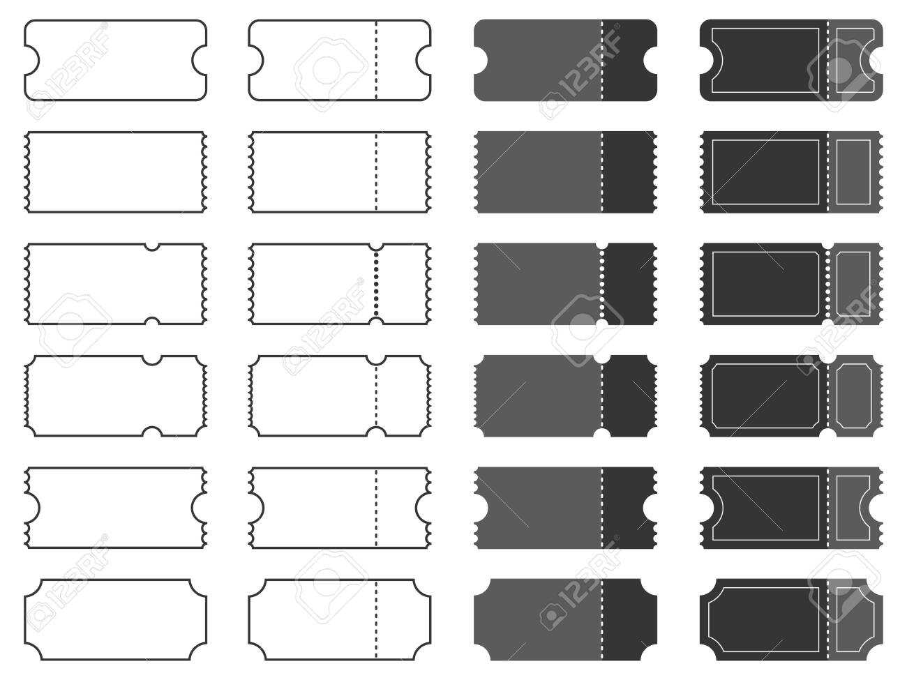 Set Of Blank Ticket Templates. Black Ticket Template