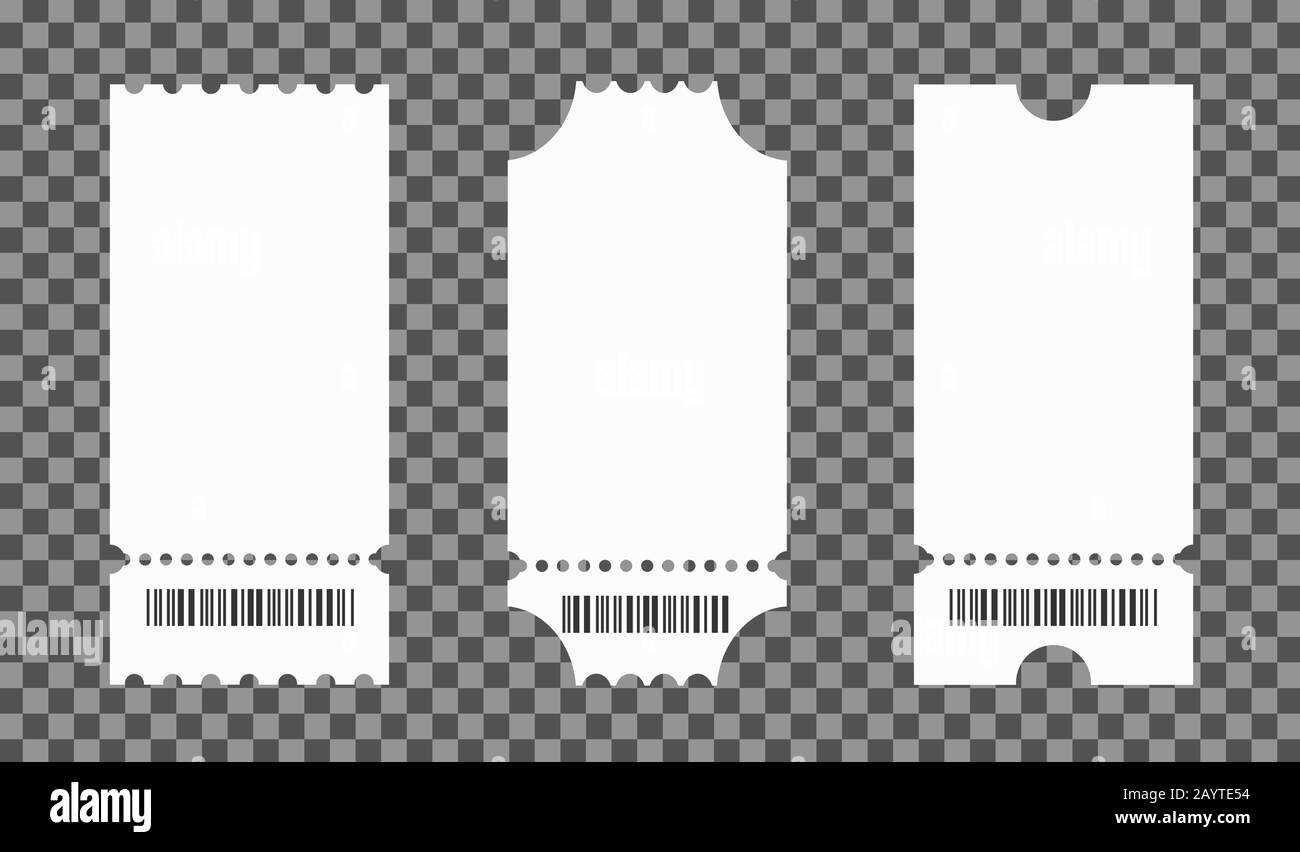 Set Of Empty Ticket Templates Isolated On Transparent Background  In Blank Admission Ticket Template