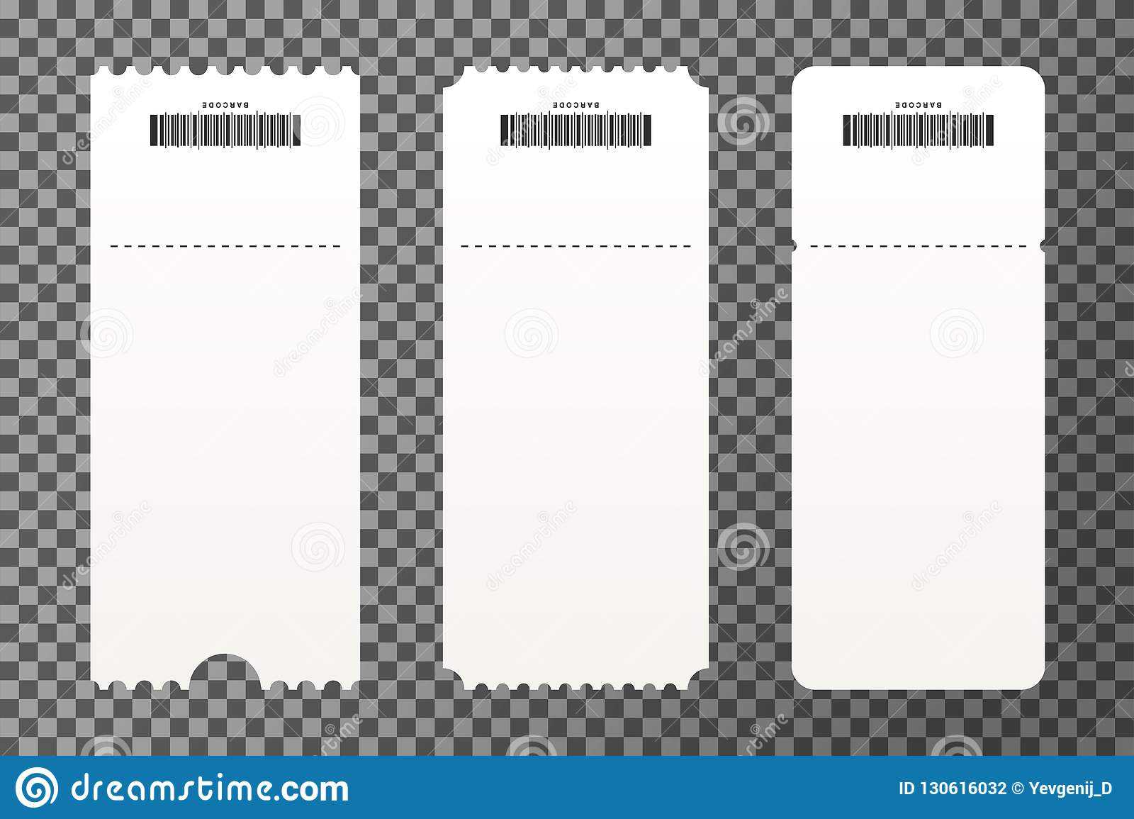 Set of Empty Ticket Templates Isolated on Transparent Background  Within Blank Admission Ticket Template