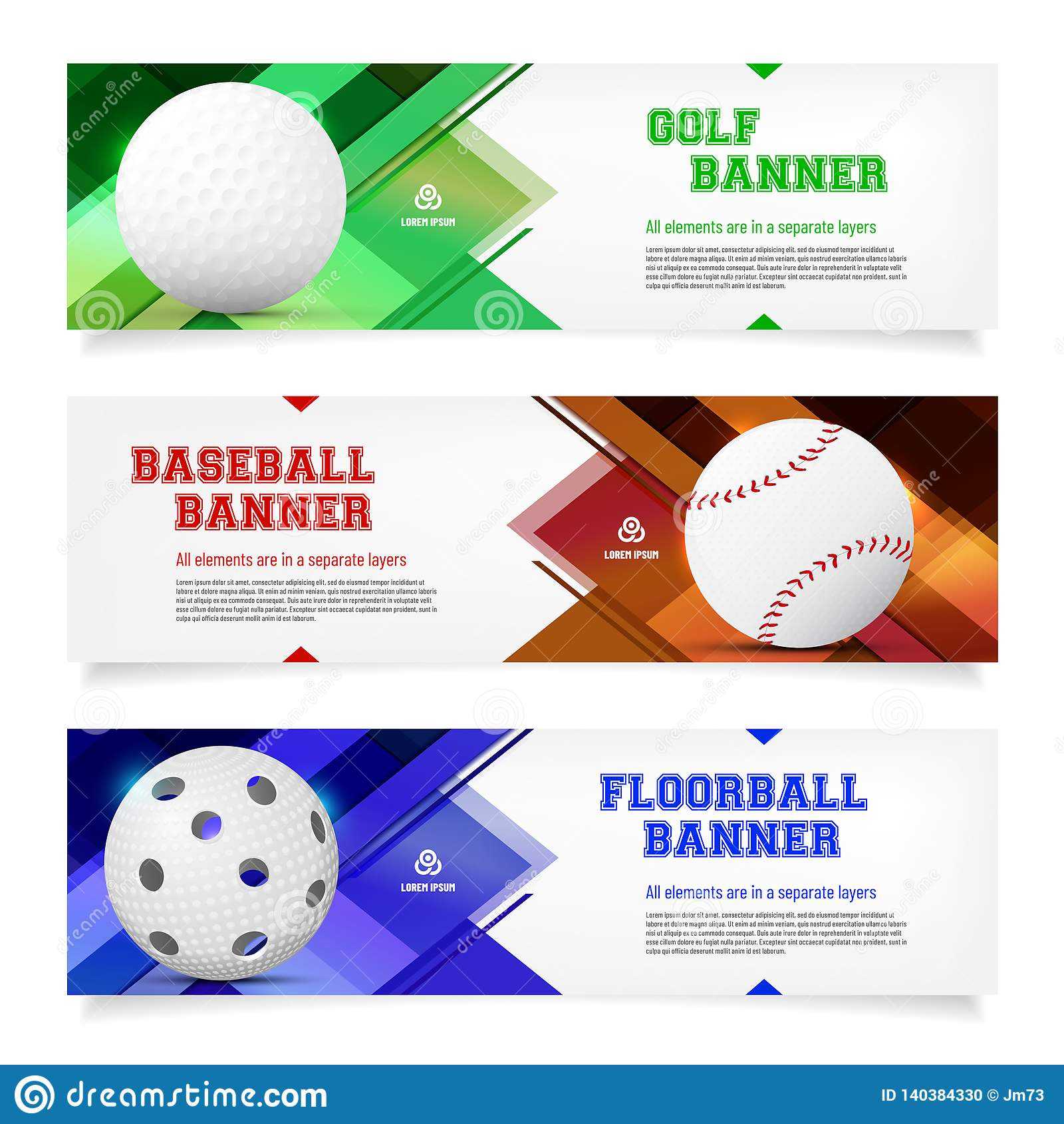 Set Of Sport Banner Templates With Ball And Sample Text Stock  Throughout Sports Banner Templates