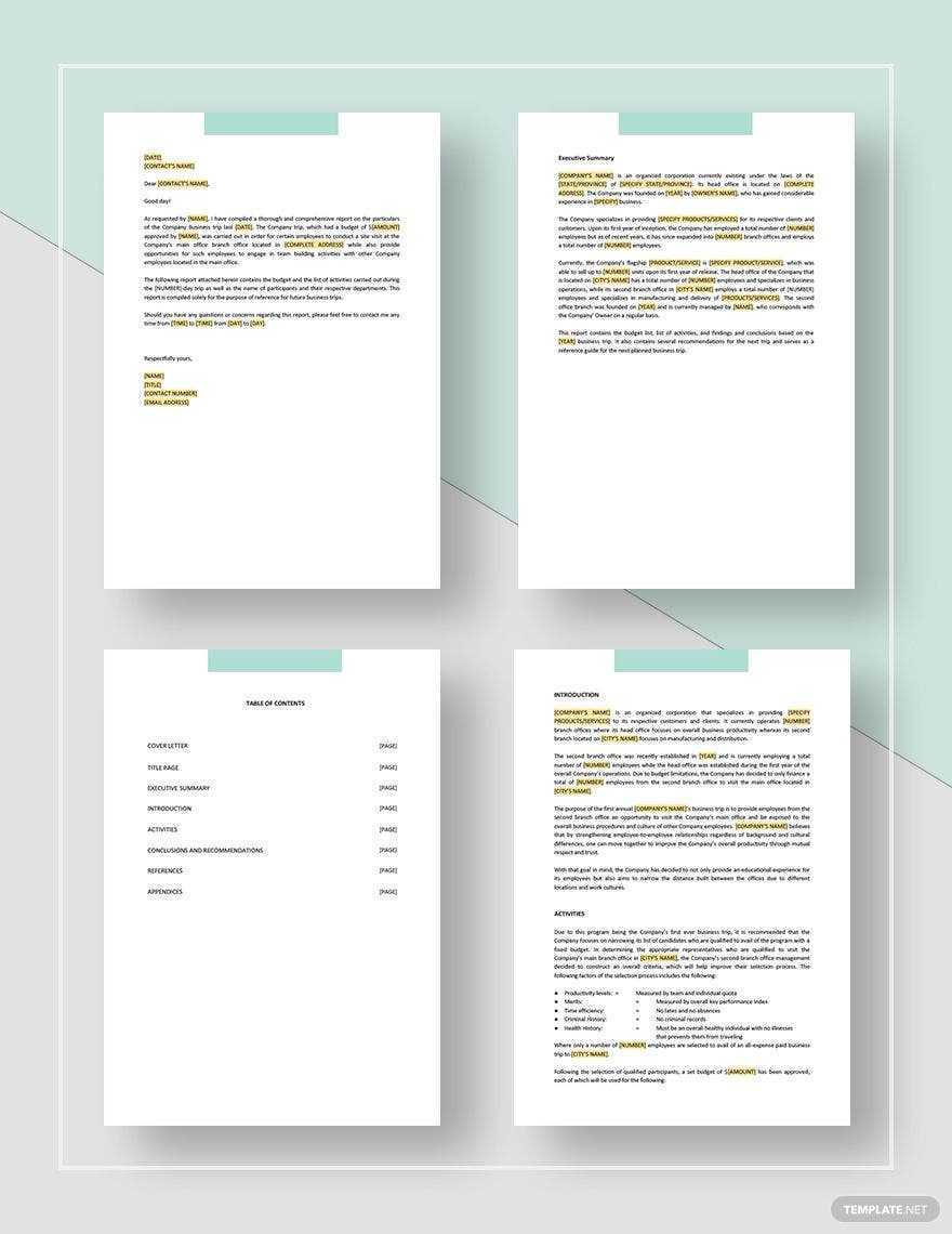 Simple Business Trip Report Template - Google Docs, Word, Apple  In Business Trip Report Template