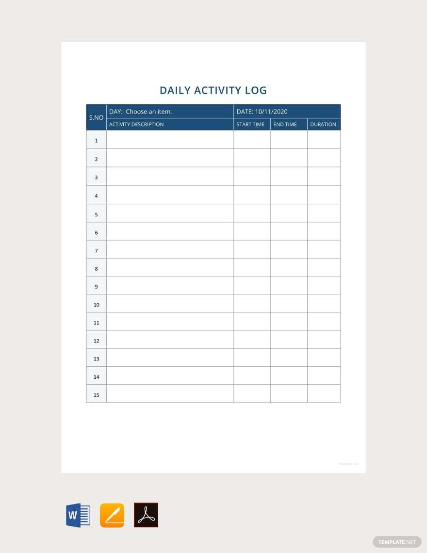 Simple Daily Activity Report Template - Google Docs, Word, Apple  For Activity Report Template Word