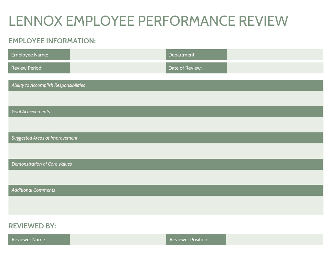Simple Employee Annual Performance Review Template In Annual Review Report Template