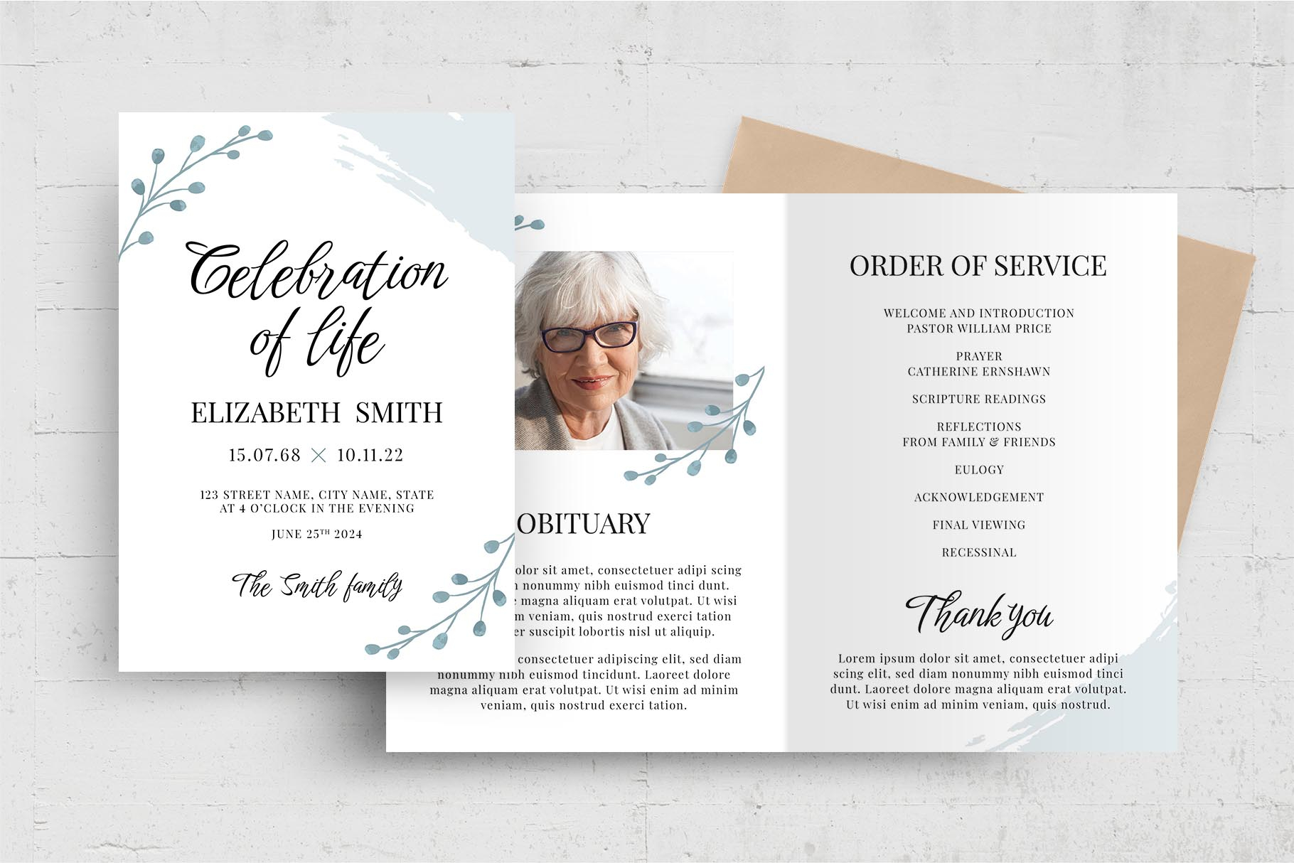 Simple Funeral Program Brochure [PSD, AI, Vector] - BrandPacks Within Memorial Brochure Template