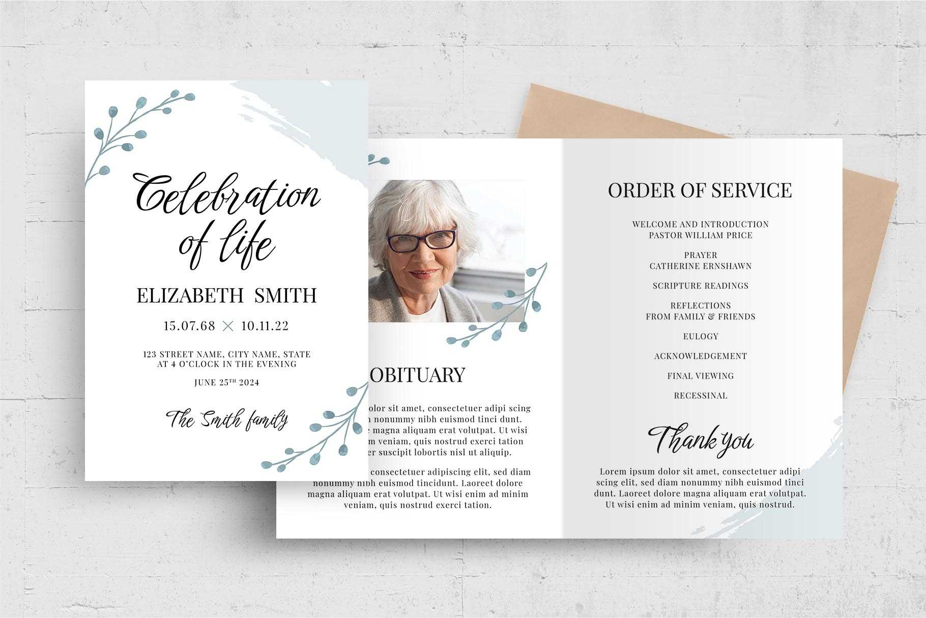 Simple Funeral Program Brochure [PSD, AI, Vector] – BrandPacks Within Memorial Brochure Template